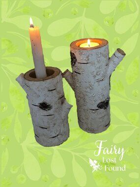 Birch Log Candle Holder for Candlestick & Tea Light